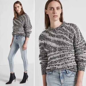 Current/Elliott Cybill Womens Crew Neck Zebra Cropped Knit Sweater B & W (US 6)